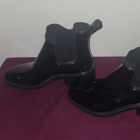 A New Day Shiny Rainboot Black Size 7 - Picture 4 of 7